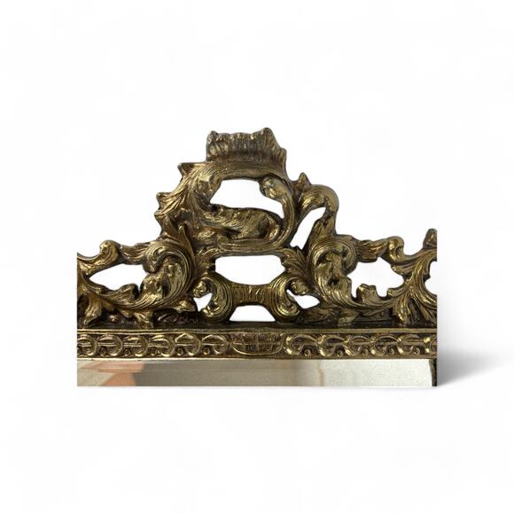 Antique Ornate Brass Frame with Velvet Backing and Mirror Insert Heavy Large - Picture 10 of 14